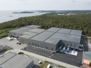Lekekassen bygg - Dronefoto - Grimstad